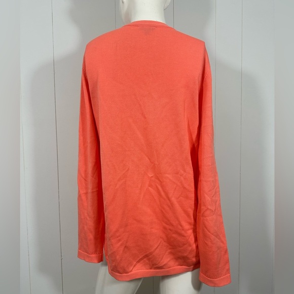 Talbots Women Orange V-neck Cardigan Long Sleeve Button Front Sz M Cotton Rayon - Picture 5 of 9